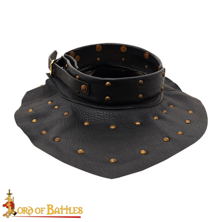 Black medieval brigandine collar armour
