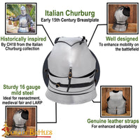 15th Century Churburg Italian Breastplate - 16 Gauge