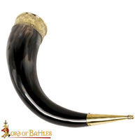 Ceremonial Viking drinking horn with brass fittings