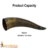 Driking horn with leaf design for darkages and SCA feasting and wedding