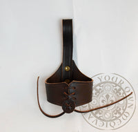 Drinking Horn Leather Holder for Belt. Brown Leather (Extra Large)