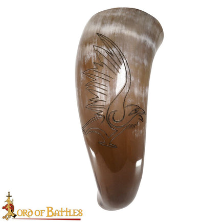 Hawk bird of prey drinking horn