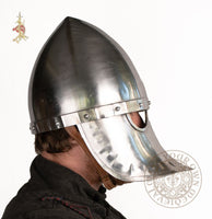 Crusader Norman 12th Century Helm with Face Plate - 16-gauge