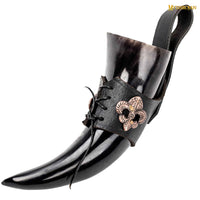 Medium size drinking horn with leather holder