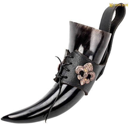 Medium size drinking horn with leather holder