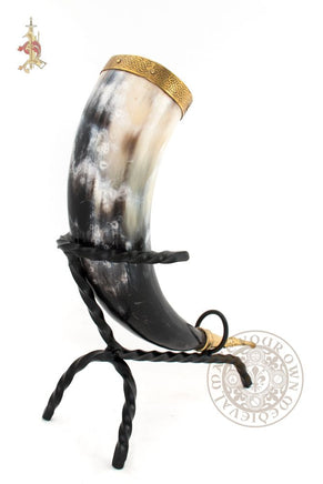 Viking drinking horn brass raven bird terminal end