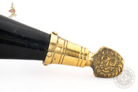 Viking drinking horn with brass lion head terminal decoration