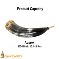 Viking drinking horn with brass trim and eagle terminal end