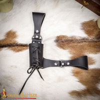 adjustable renaissance sword frog made from black leather
