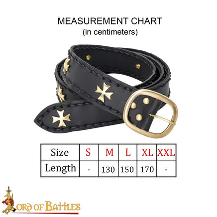 crusader medieval belt made from Black leather
