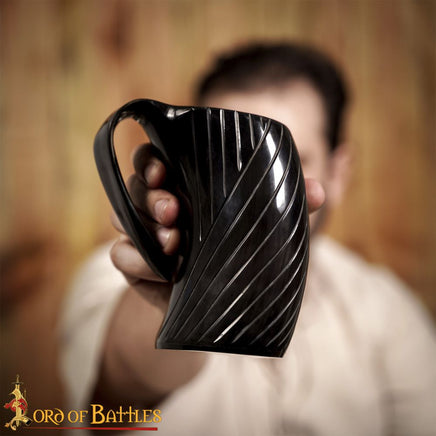 engraved tankard made from real cow horn