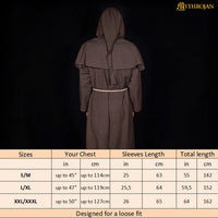 Medieval Monk's Hooded Robe with Rope Belt