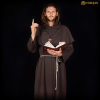 Medieval Monk's Hooded Robe with Rope Belt
