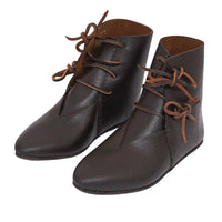 Medieval Leather Thong Fastening Boot - Brown