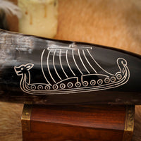 Large Nordic Drakkar Viking Longship Drinking Horn