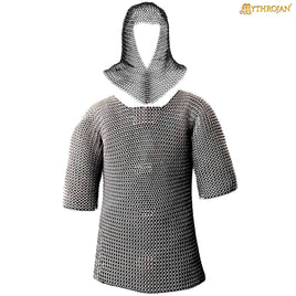 Chainmail Shirt with Coif – Zinc Plated - Medium Size
