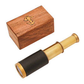 Mini  6'' Brass Telescopewith Wooden Box