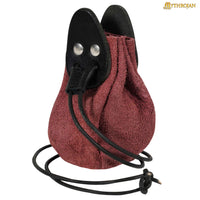 Red and Black Leather Drawstring Pouch