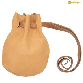 Drawstring leather Coin Pouch -  Tan