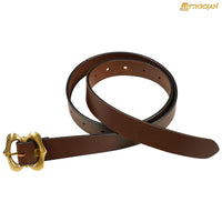 300715BR-40 Medieval Brown Leather Belt with Solid Brass Buckle Ideal for LARP SCA Renaissance Knight Reenactment Australia