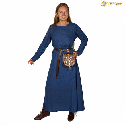 Viking Helga Baltic Linen Dress Blue LARP, SCA & Reenactment