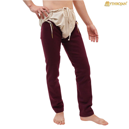 301113W Red medieval wool hose from Australia