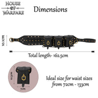 Healers Triple Pouch Black Leather Belt