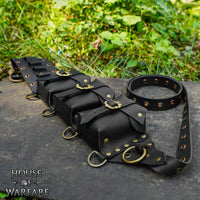 Healers Triple Pouch Black Leather Belt