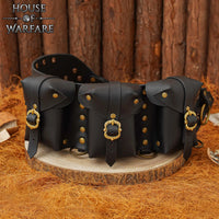 Healers Triple Pouch Black Leather Belt