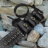 Healers Triple Pouch Black Leather Belt