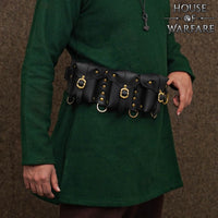Healers Triple Pouch Black Leather Belt