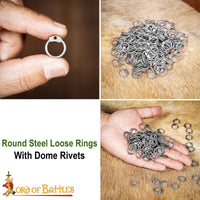 Loose Chainmail Rings 9mm 18g Round Ring. Includes Round Rivets