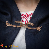 Cloak Clasp with Celtic Wolf Motifs Solid Bronze