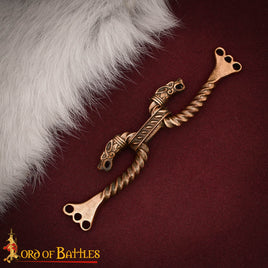 Cloak Clasp with Celtic Wolf Motifs Solid Bronze