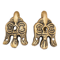 Antique brass viking winingas raven hooks set