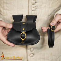 Black-leather-Renaissance-pouch-and-belt-set