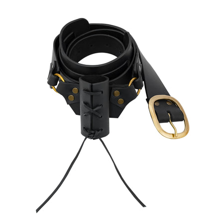 Black leather medieval baldric belt with brass buckle Australian Stock