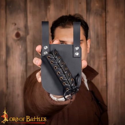 Black sword holder with adjustable tie closure