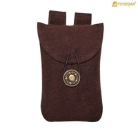 Brown cotton fabric medieval pouch