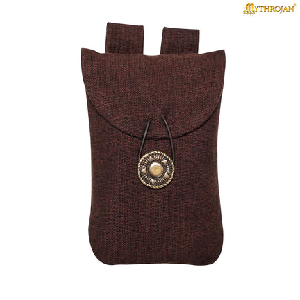 Brown cotton fabric medieval pouch