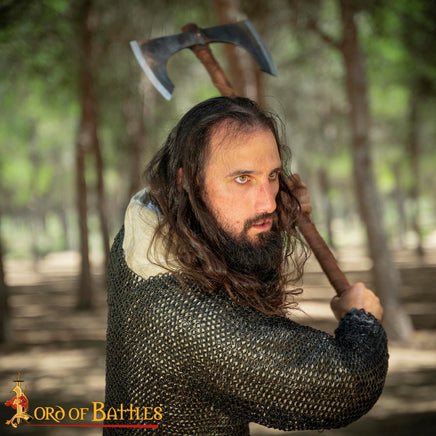 Chainmail costume full length black hauberk for medieval costumes