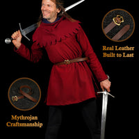 Dark Ages Brown Leather Belt with Solid Brass Buckle Ideal for LARP SCA Medieval Renaissance Knight Reenactment
