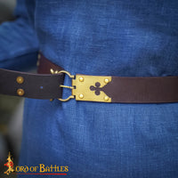 Trefoil and Cathedral Medieval Brown Belt - Veg Tan Leather