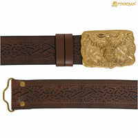 Mythrojan Urban Viking Belt With Odin Raven Solid Brass Buckle