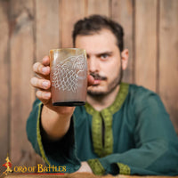 DarkAgesVikingHornBeerTankardSetof2HandcraftedGenuineOxHorn