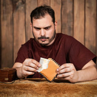 Double Sided Comb with Leather Case made from bone