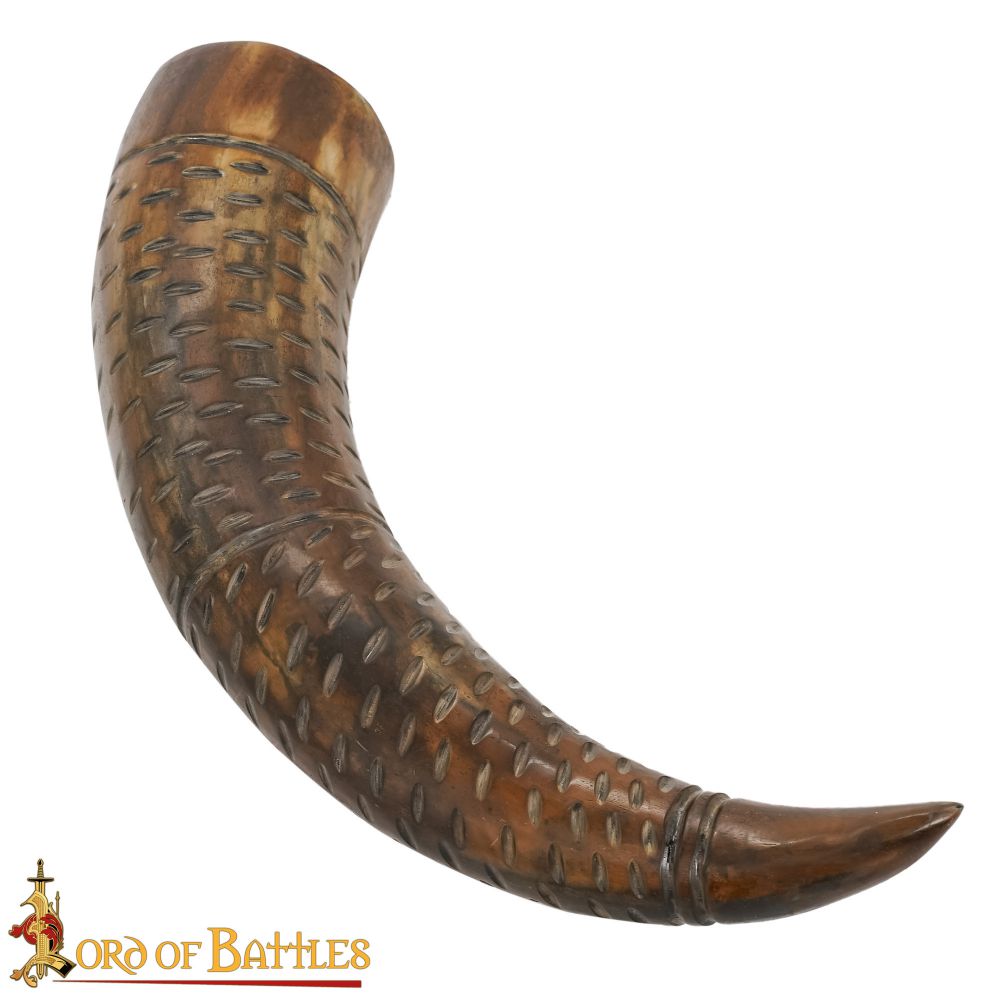 Large Carved Drinking Horn (13"-15")