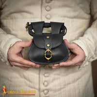 Gothic Medieval Leather Commoners Pouch with Matching Belt