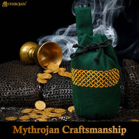 Green fabric and gold bag