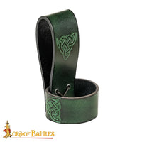 Green leather drinking horn holder